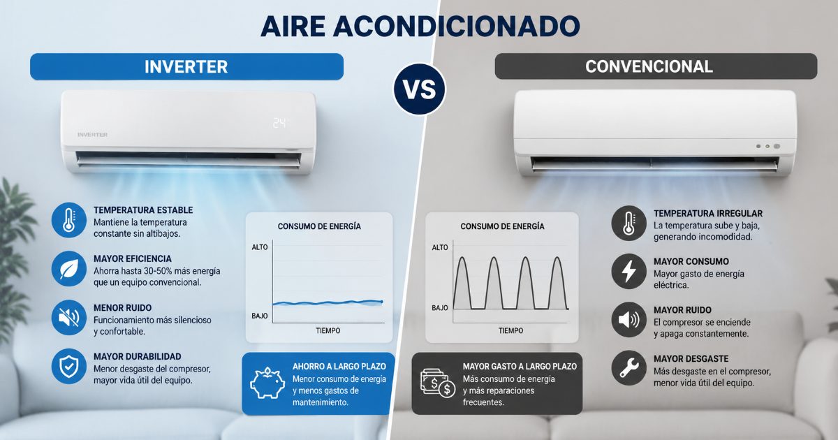 Comparación entre aire acondicionado inverter y convencional