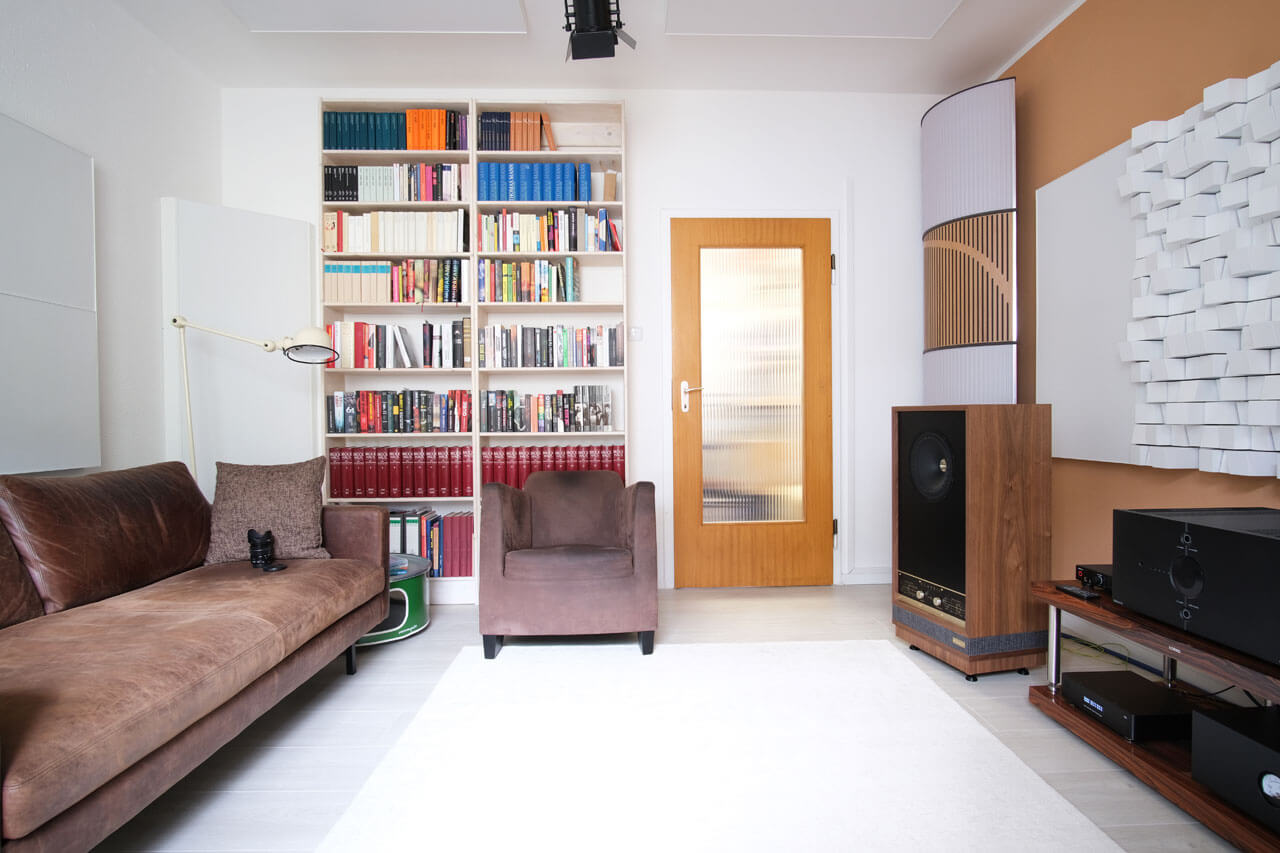 The VicTotem Ultra VMT as an integral part of the overall Vicoustic room acoustics solution