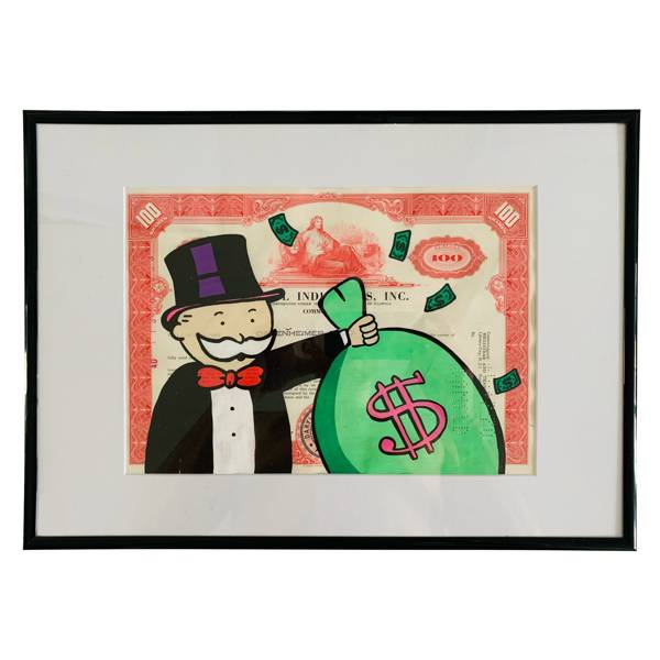 Acrylic Painting on Authentic Stock Certificate – LittleArtDealer, handmade and affordable artwork · London