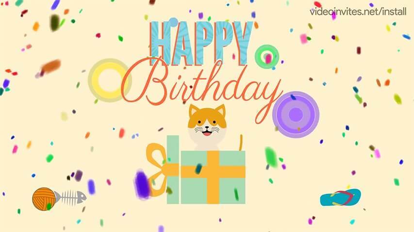 Birthday Kitten Video Invitation