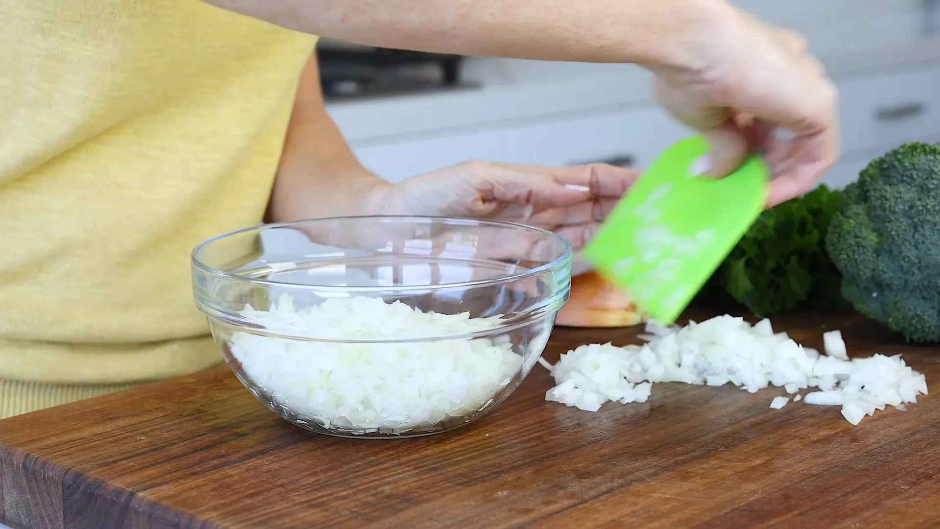 Chopped onion in a bowl