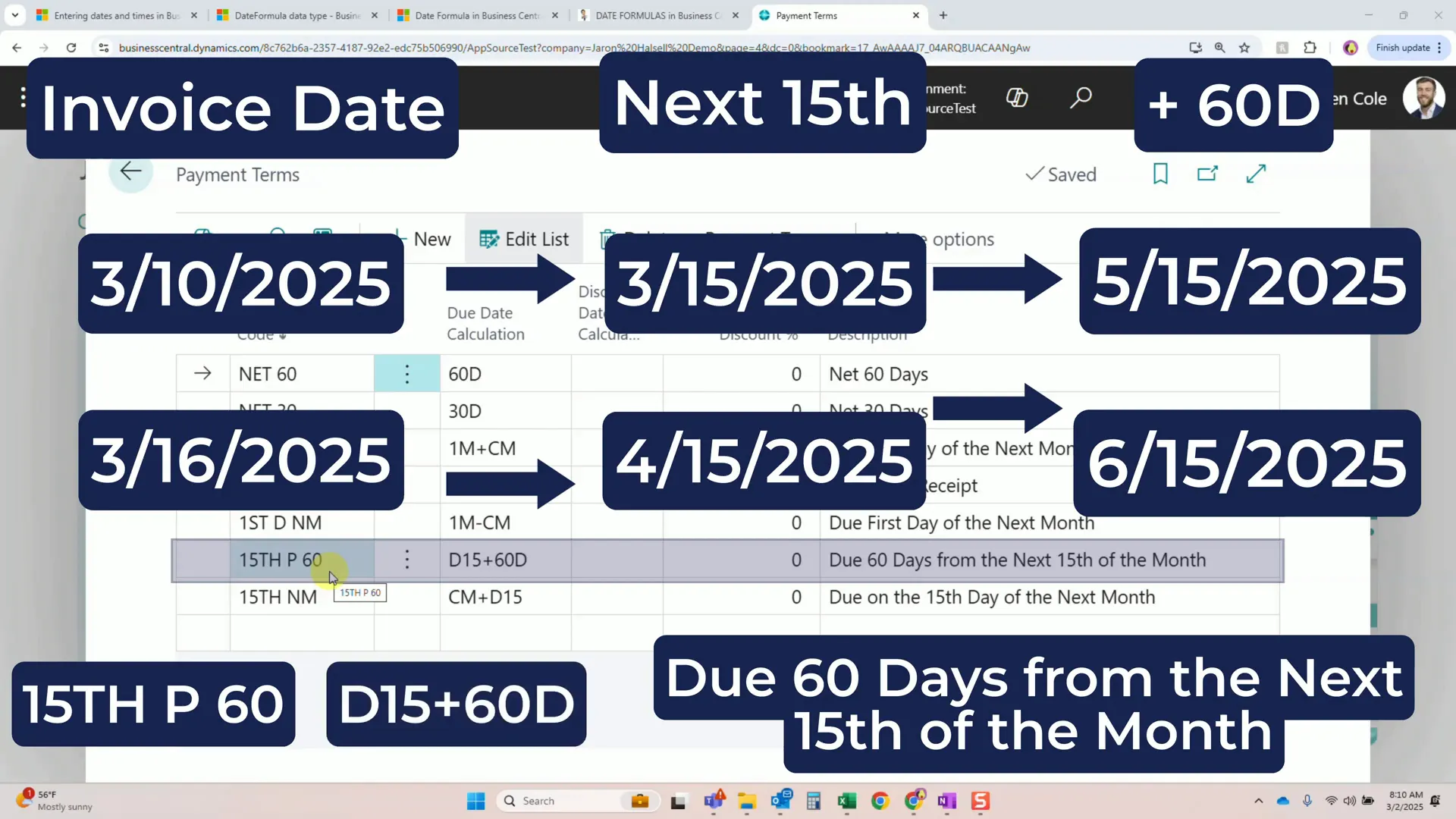 15th plus sixty days example