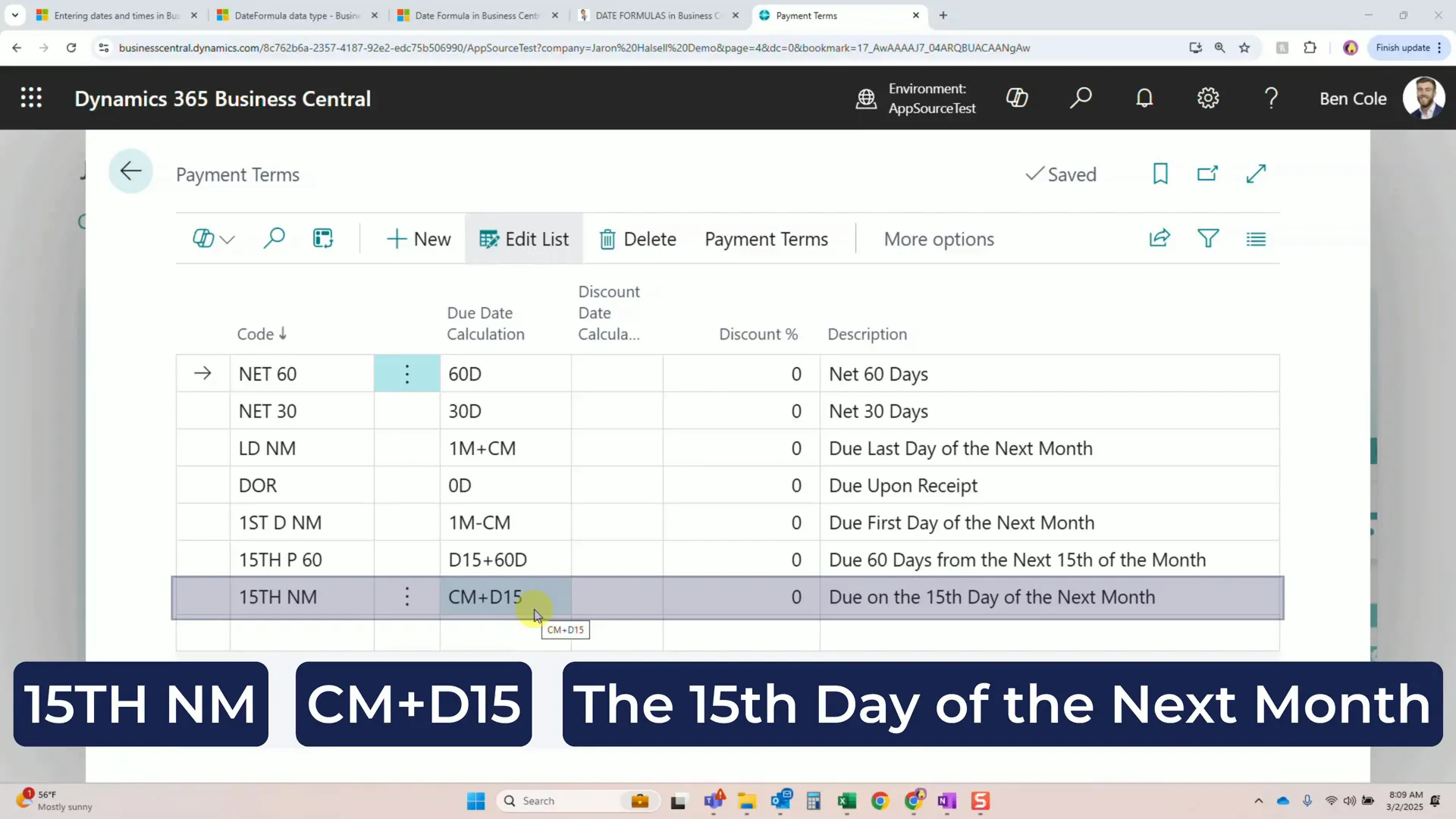 15th day of the next month example