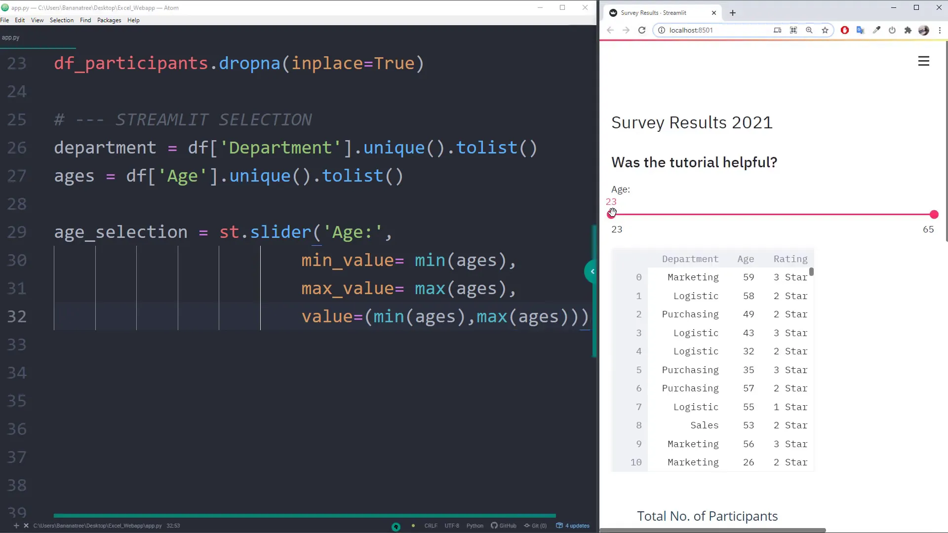 Adding Slider and Multiselect in Streamlit