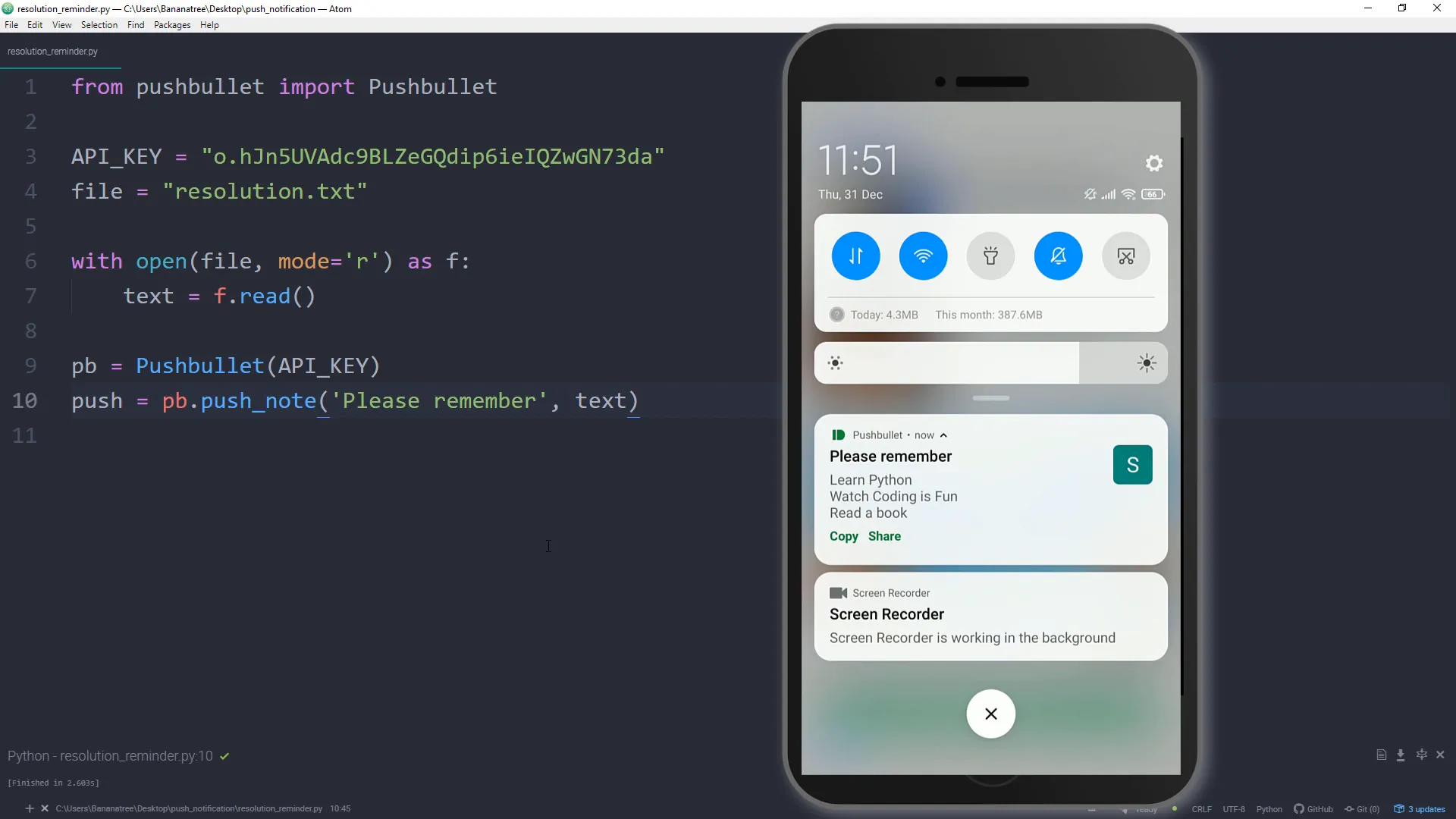 Sample Python code