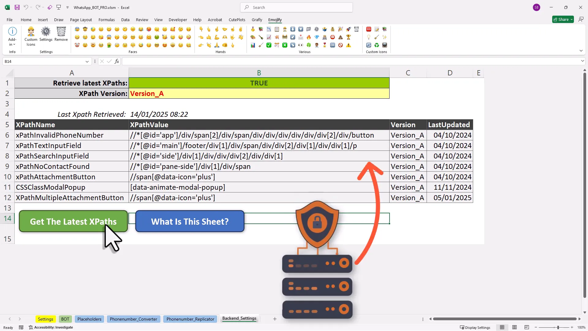 Backend settings for the tool