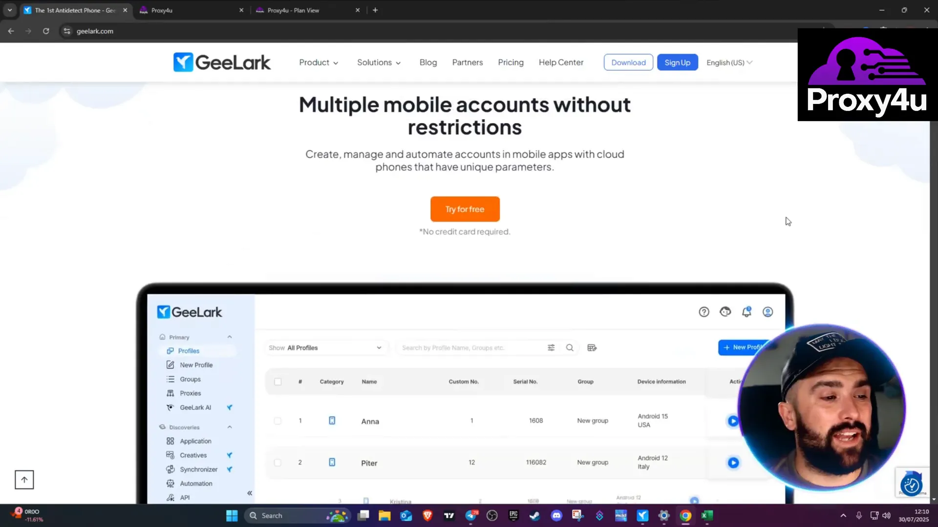 GeeLark dashboard showing cloud phones and multi-account management