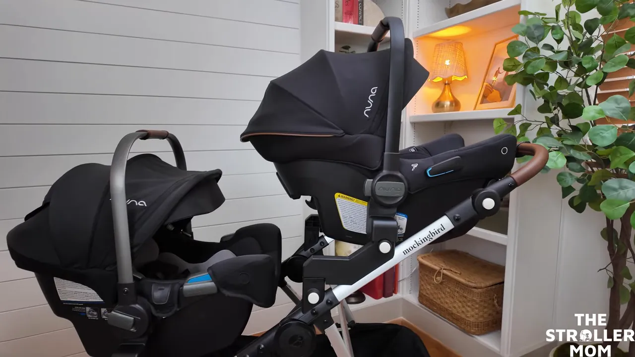 Mockingbird single to double stroller with two nuna car seats