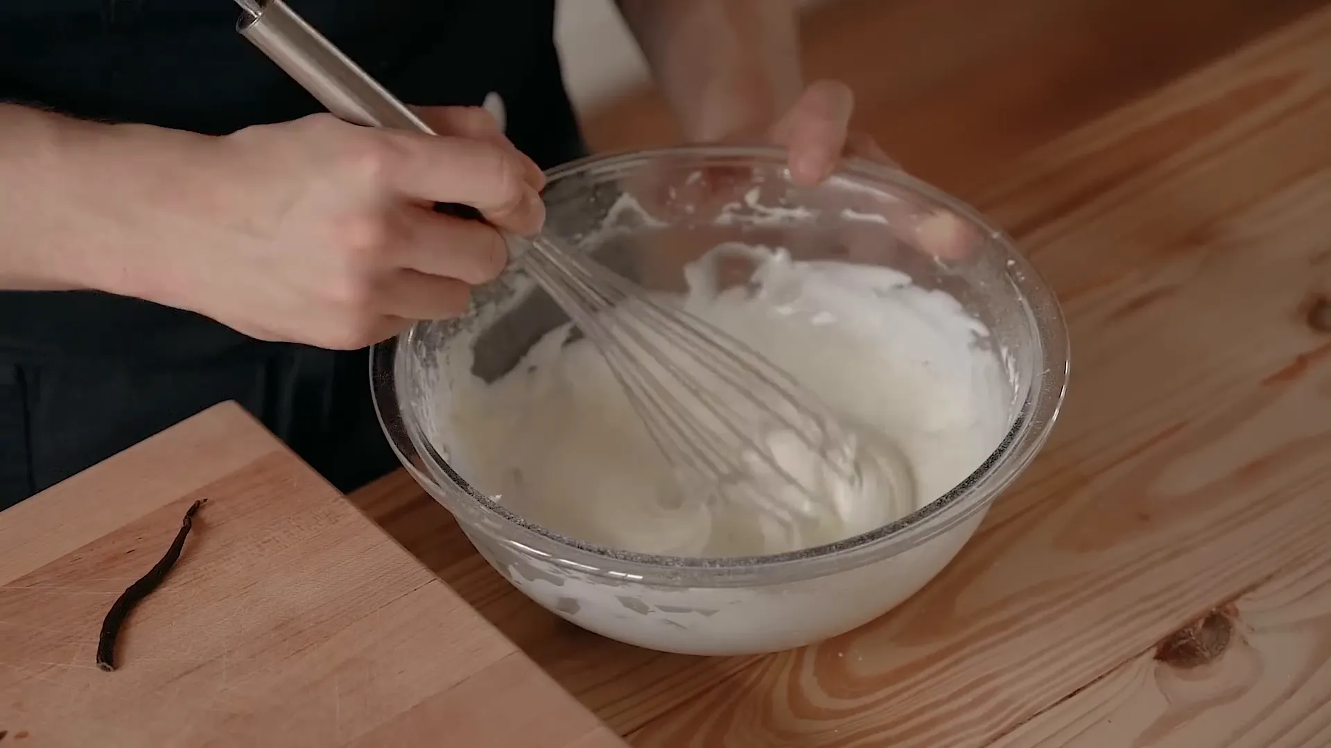 Making the cream cheese glaze.