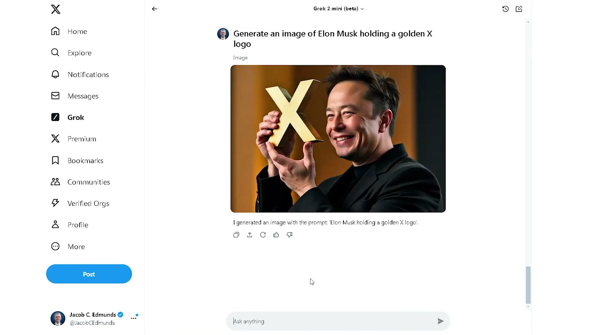 Image of Elon Musk holding a golden X logo