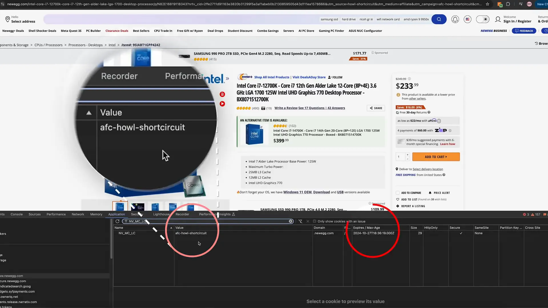 Affiliate cookie replacement process