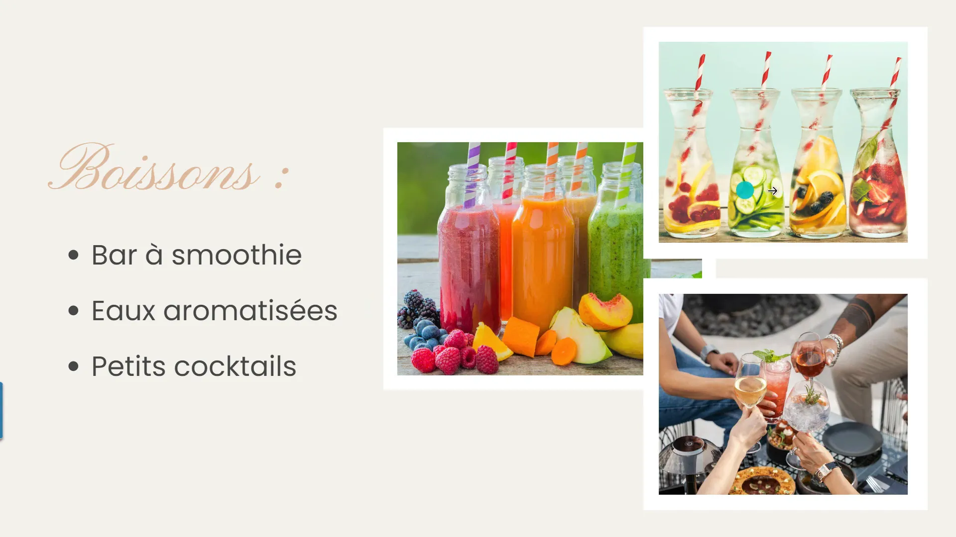Boissons pour la baby shower