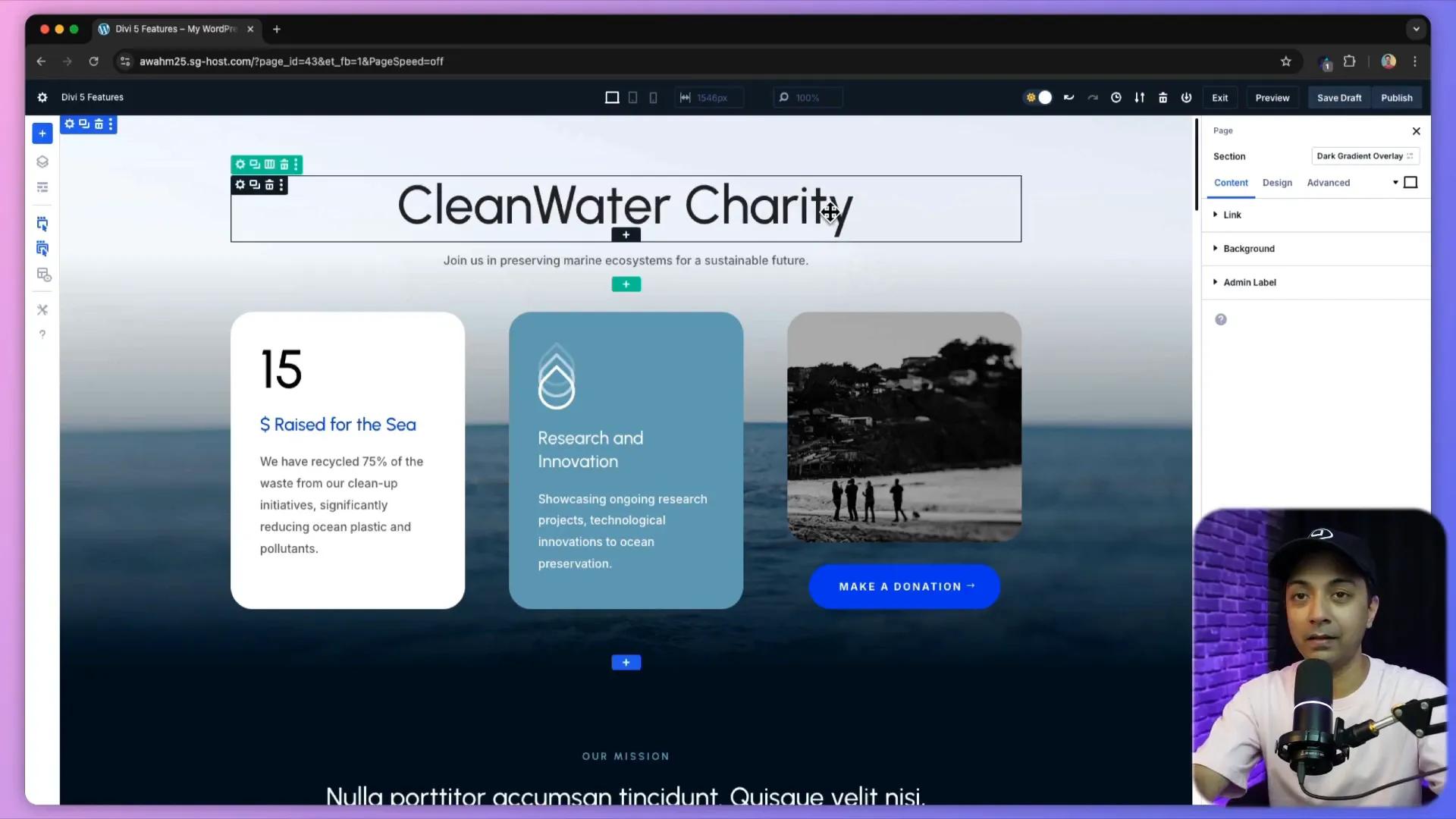 Démonstration de l'édition en un clic dans Divi 5