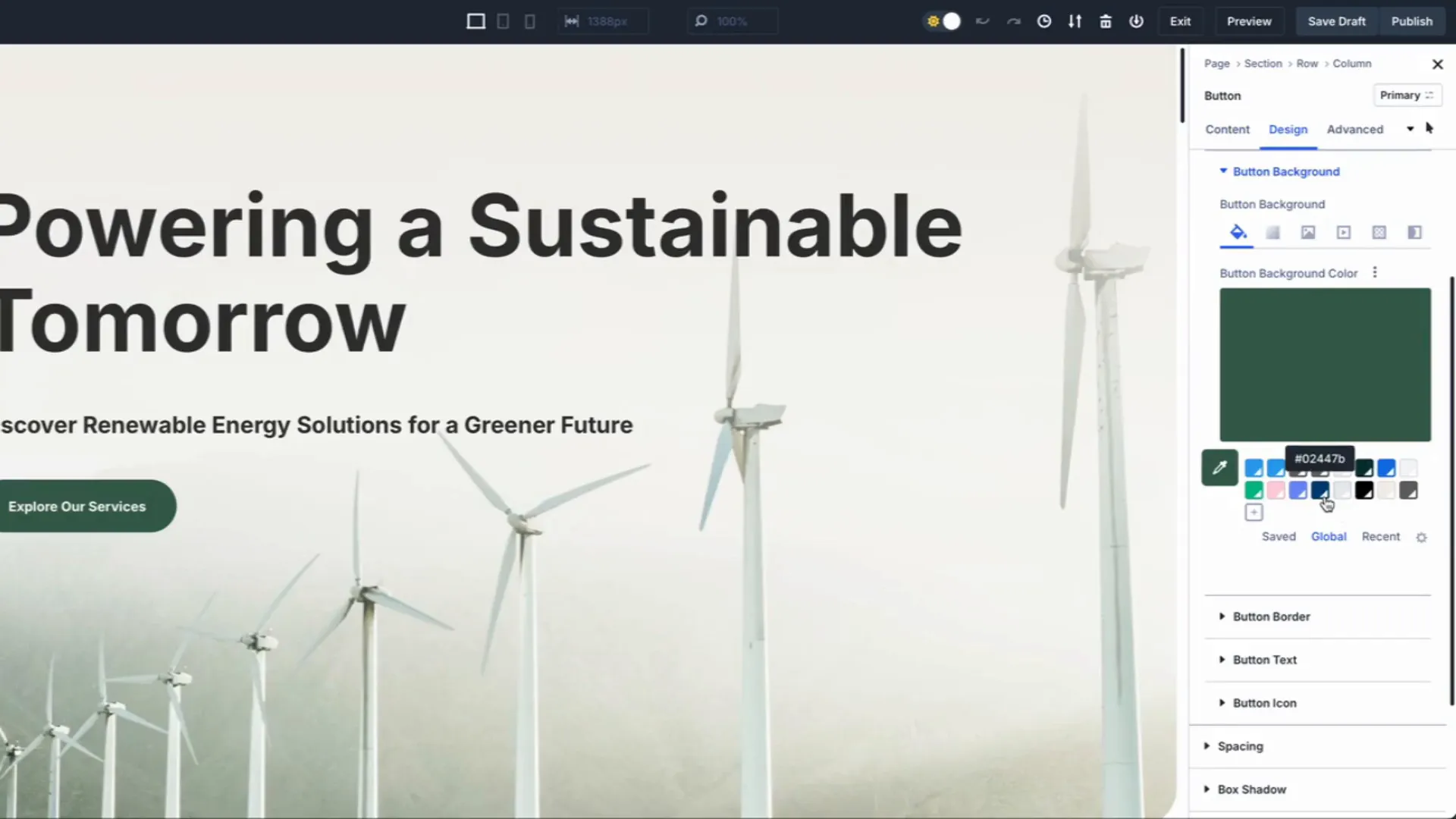 Démonstration de l'application d'effets de survol dans Divi 5