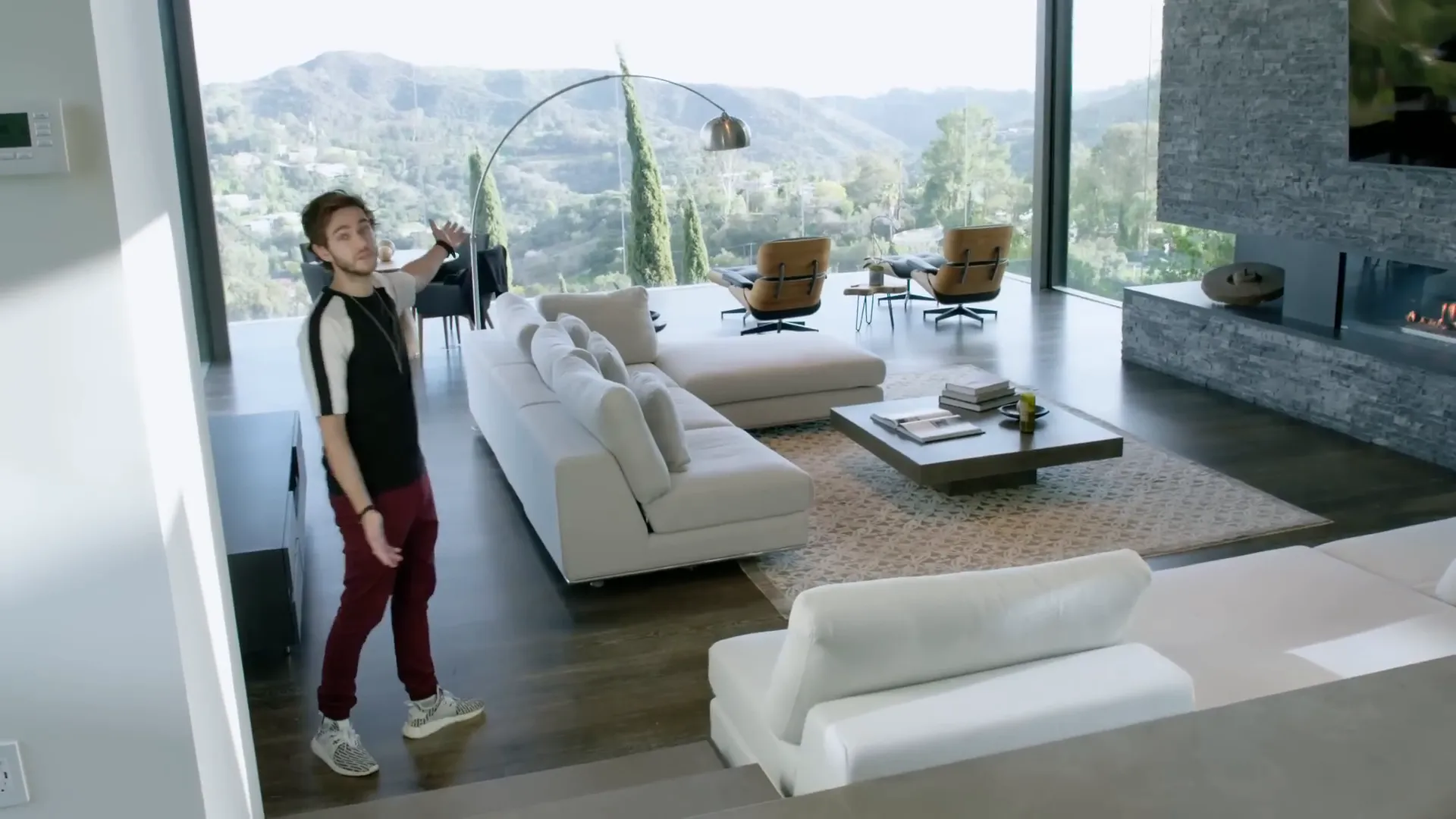 Living area with fireplace
