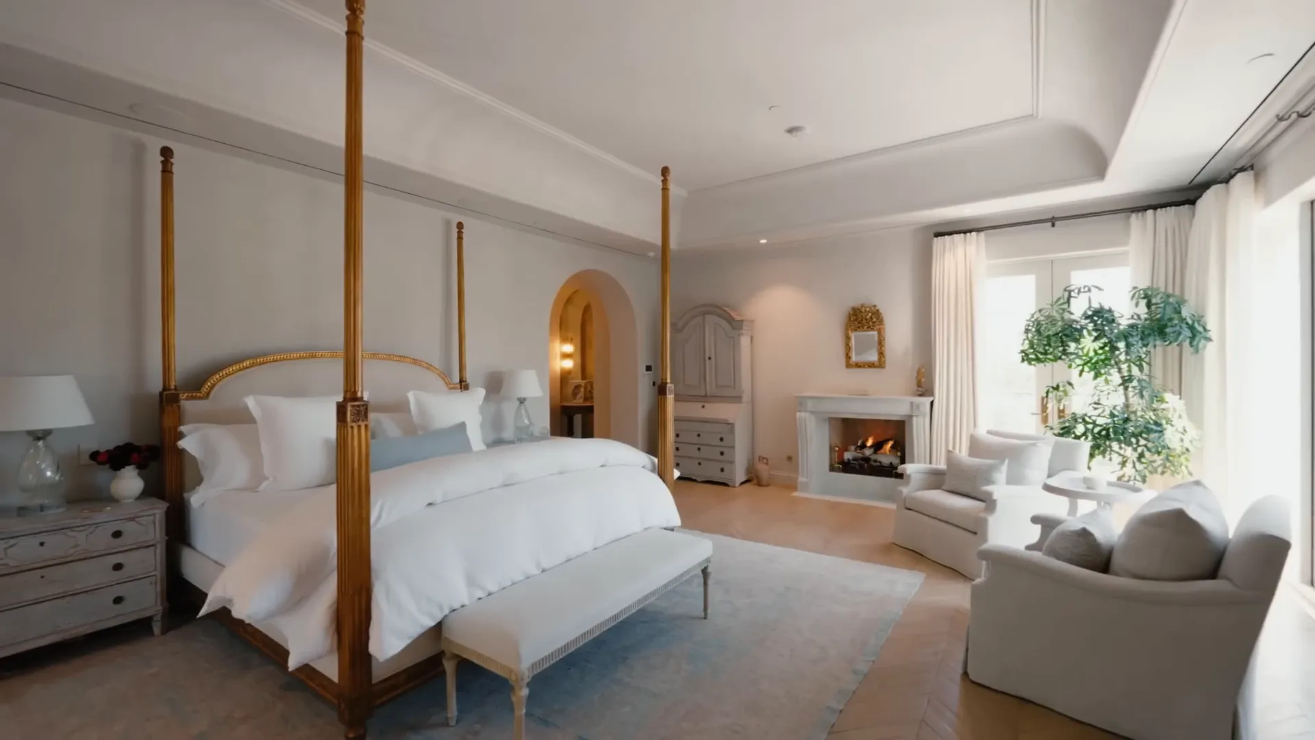 Sofía Vergara relaxing in her beautifully decorated bedroom.