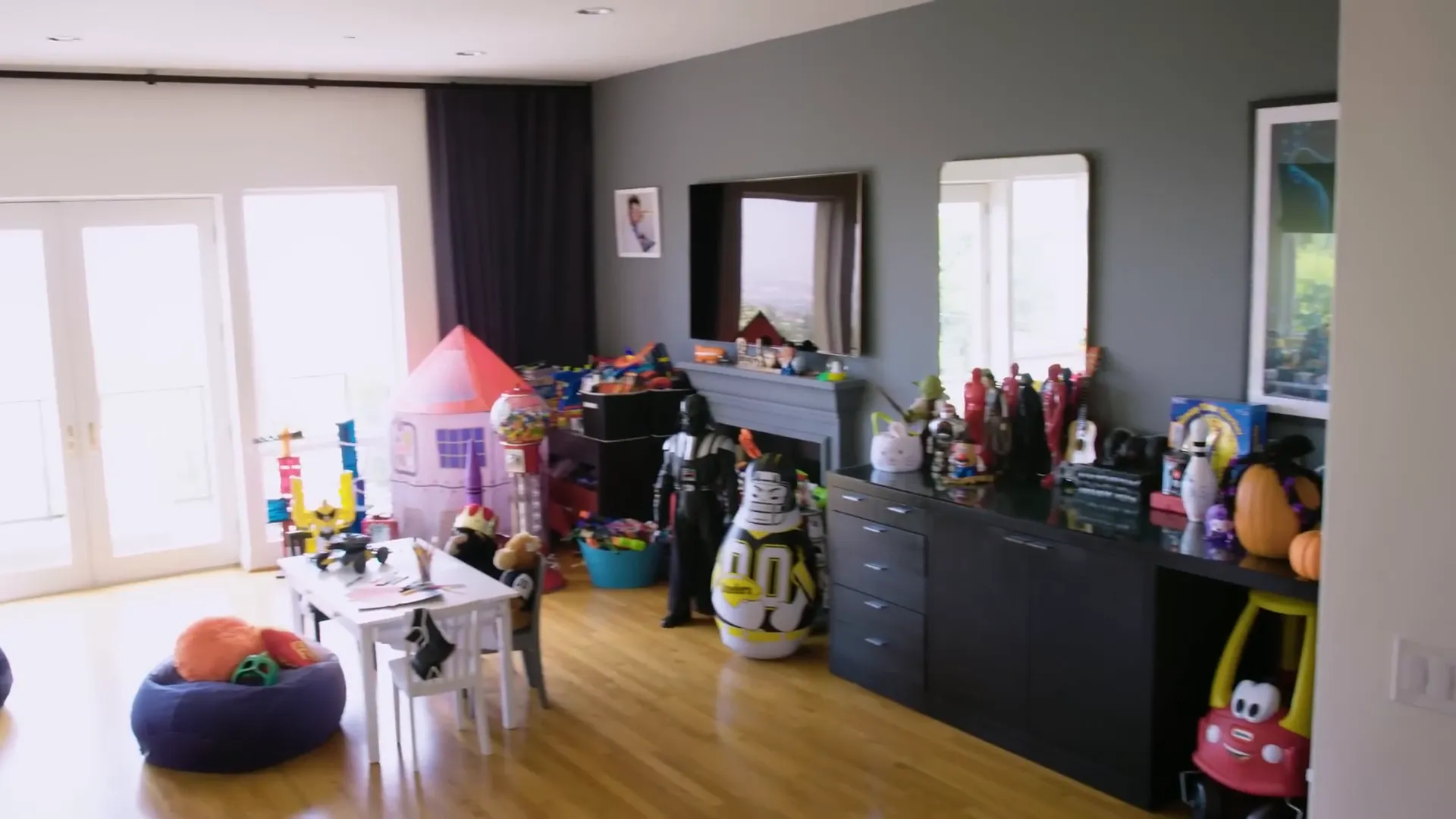 Sebastian's playroom with various compartments