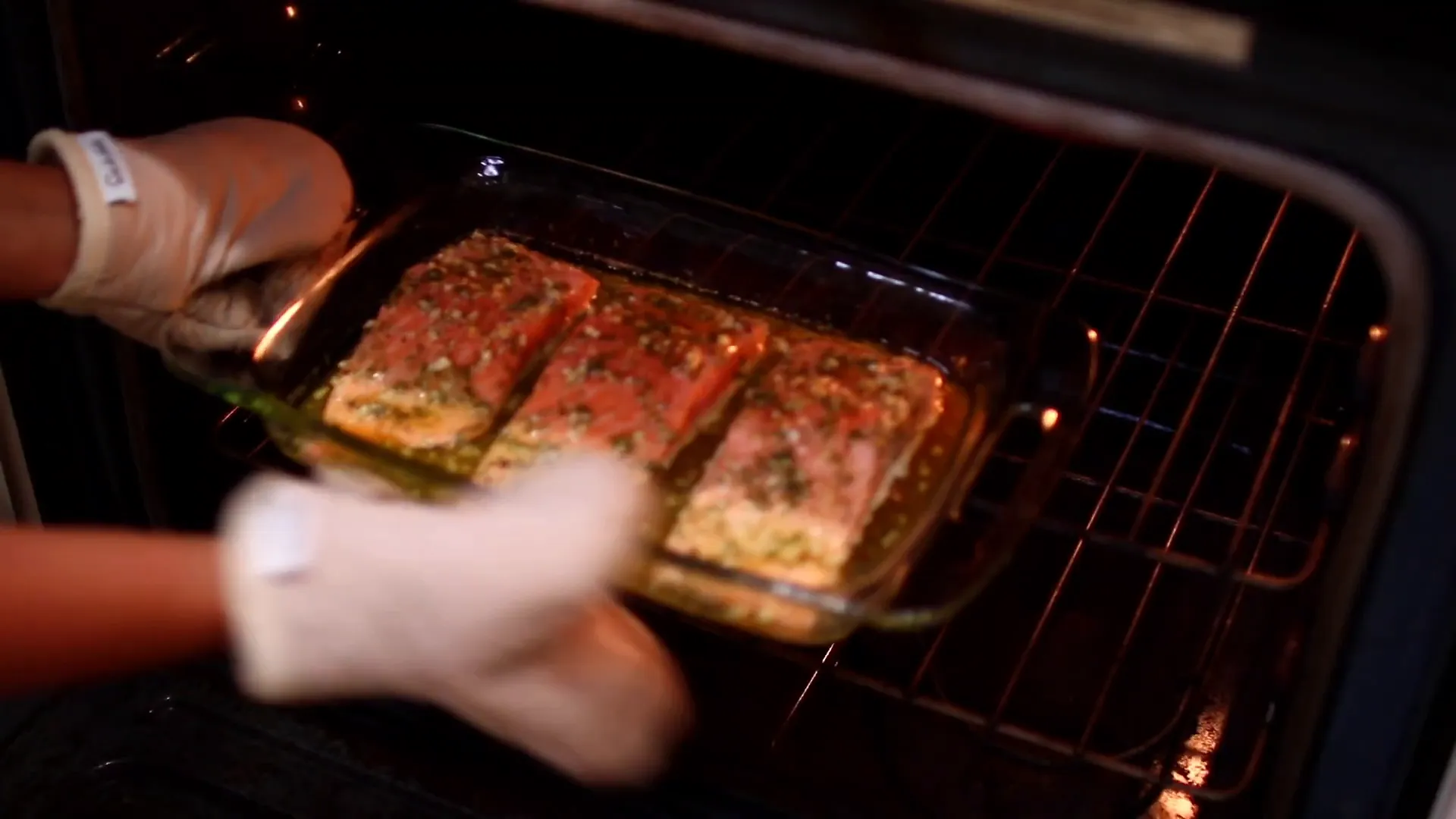 Broiling the salmon to finish cooking