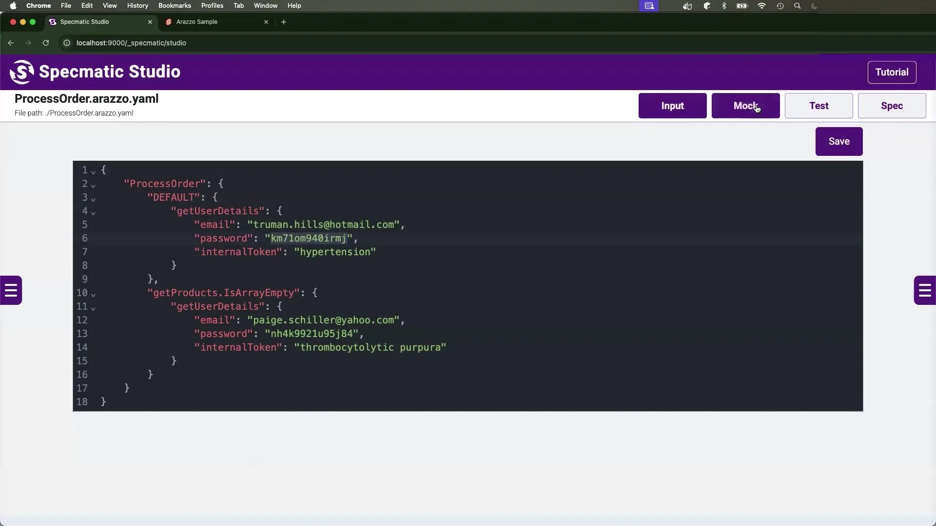 Front end login showing happy path and product results