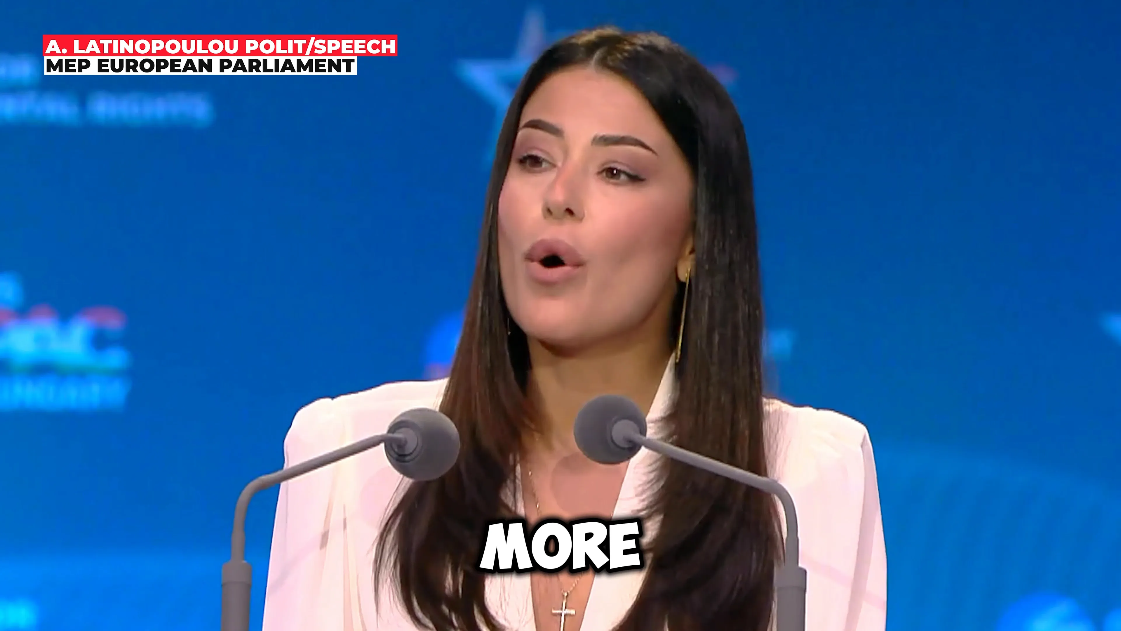 Afroditi Latinopoulou emphasizing European heritage and history