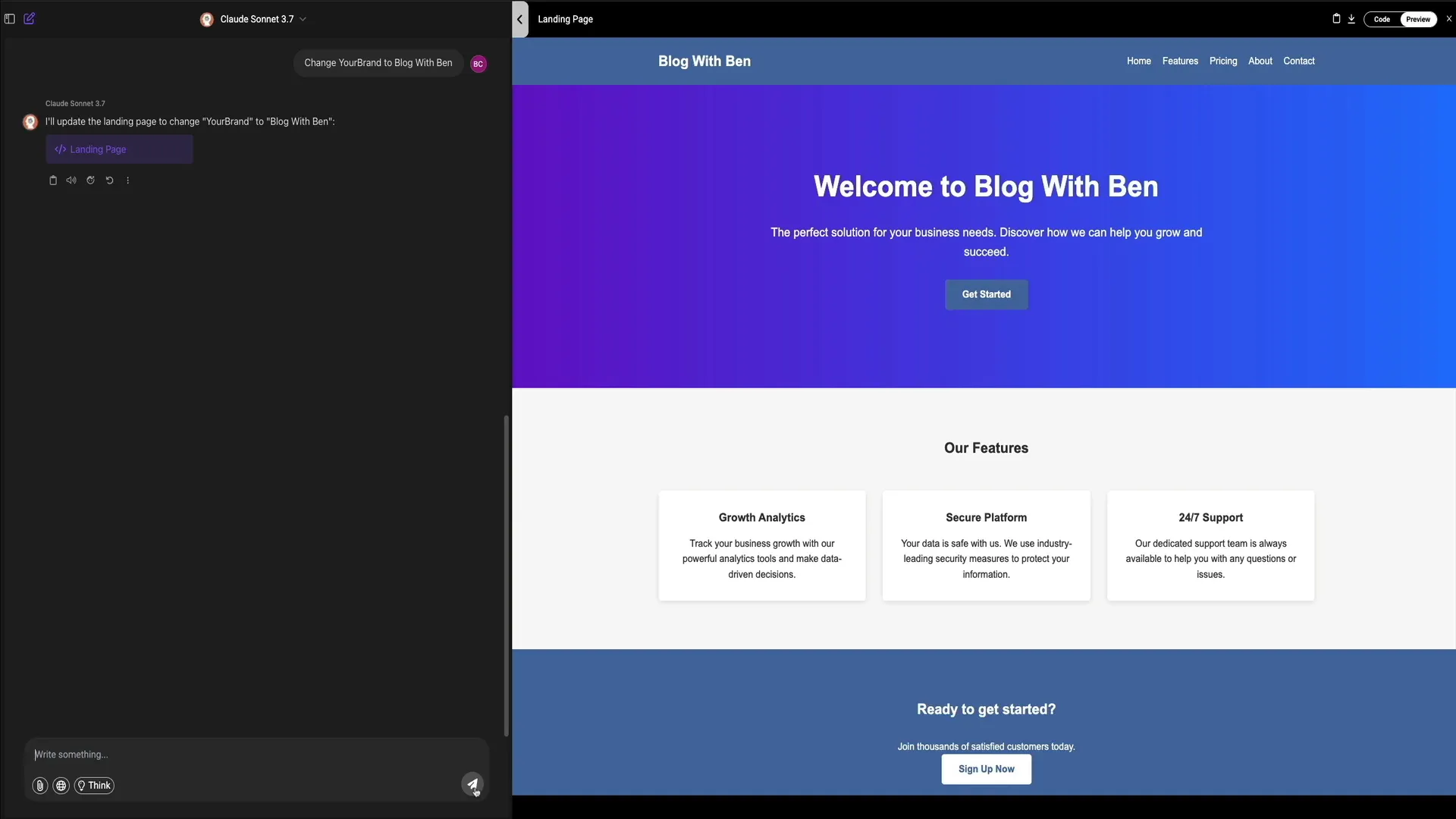 Customizing landing page background in Chat LLM Teams