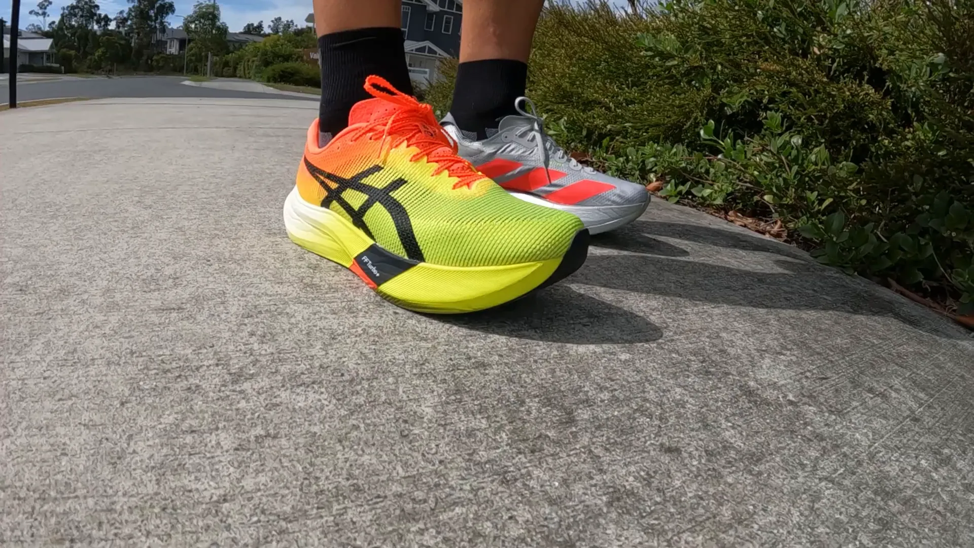 Heel counter and lacing system comparison of Adizero Adios Pro 4 and Metaspeed Sky Edge Paris