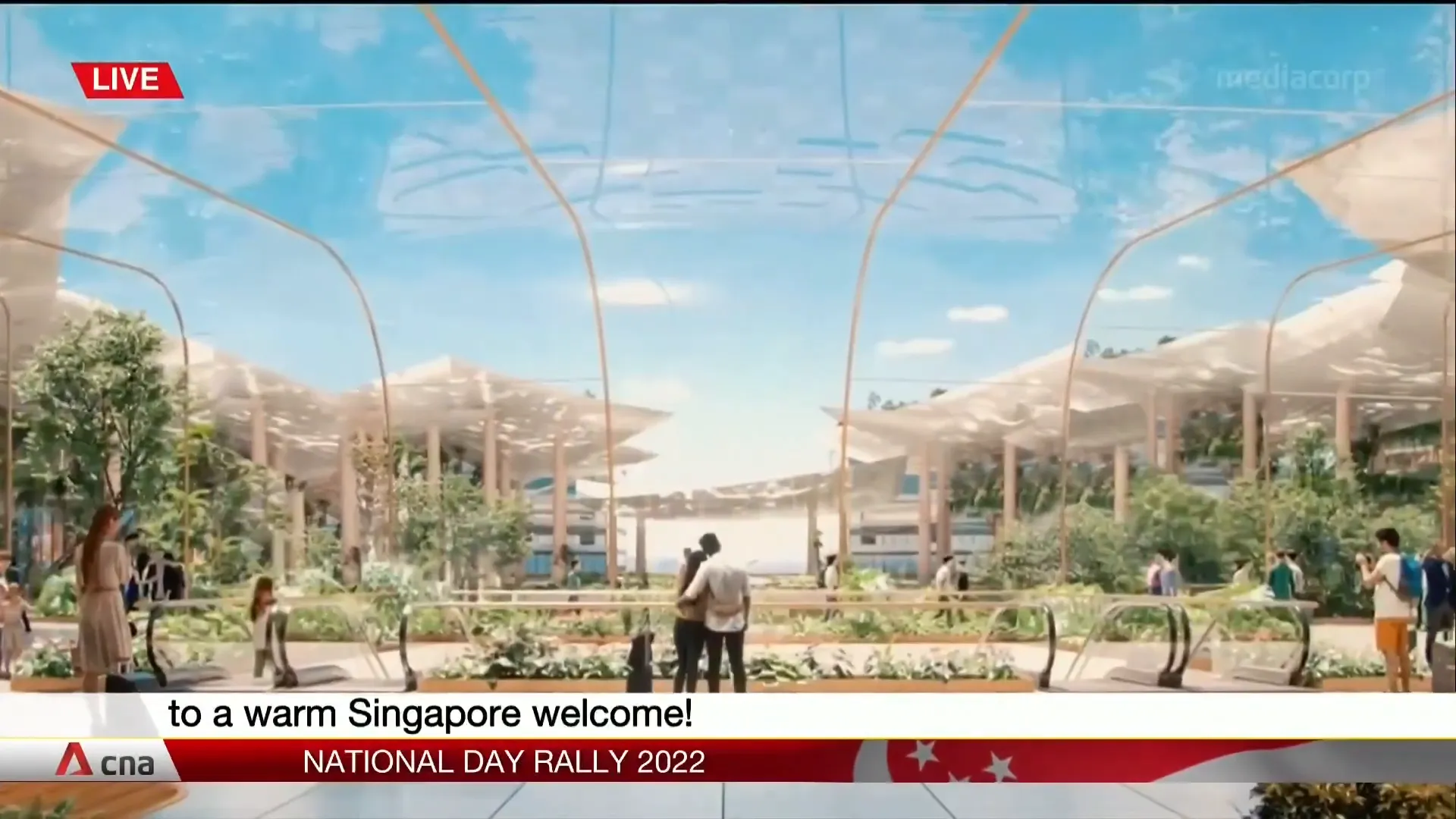 Image of Singaporeans enjoying the airport