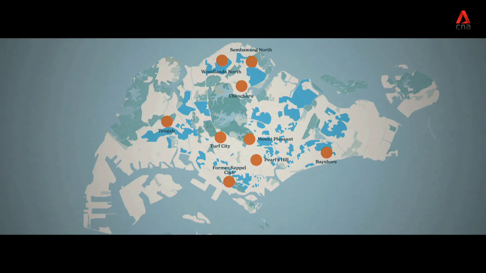 Map showing existing public housing areas in Singapore