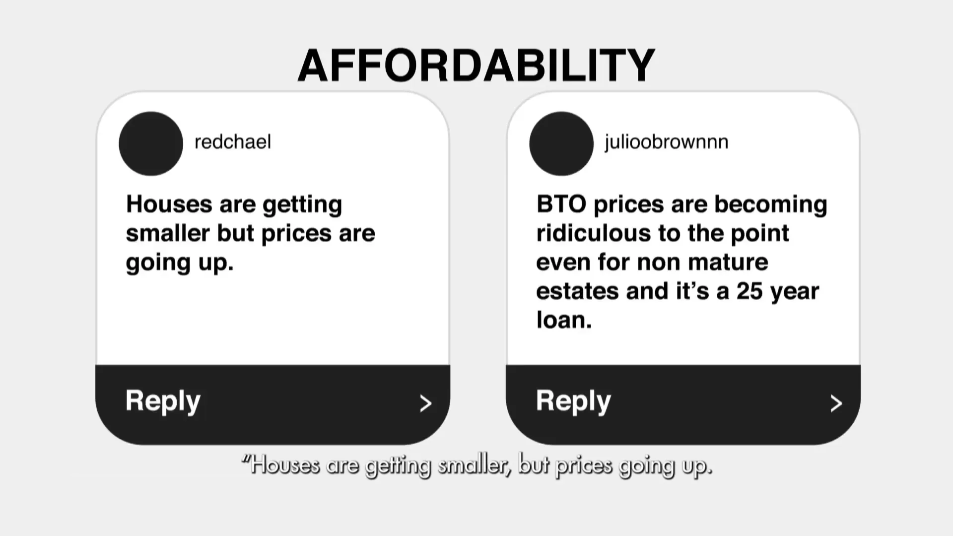 Young adults expressing concerns about housing affordability in Singapore