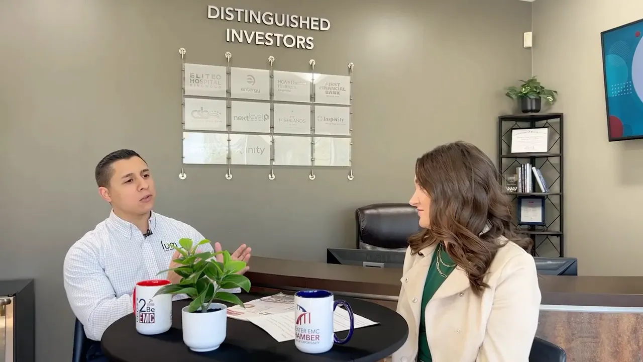 Michael Hernandez and Tracie discussing Lumos entertainment center experience