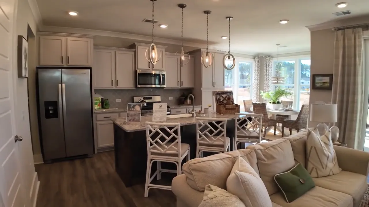 Sinclair open living room kitchen and dining area