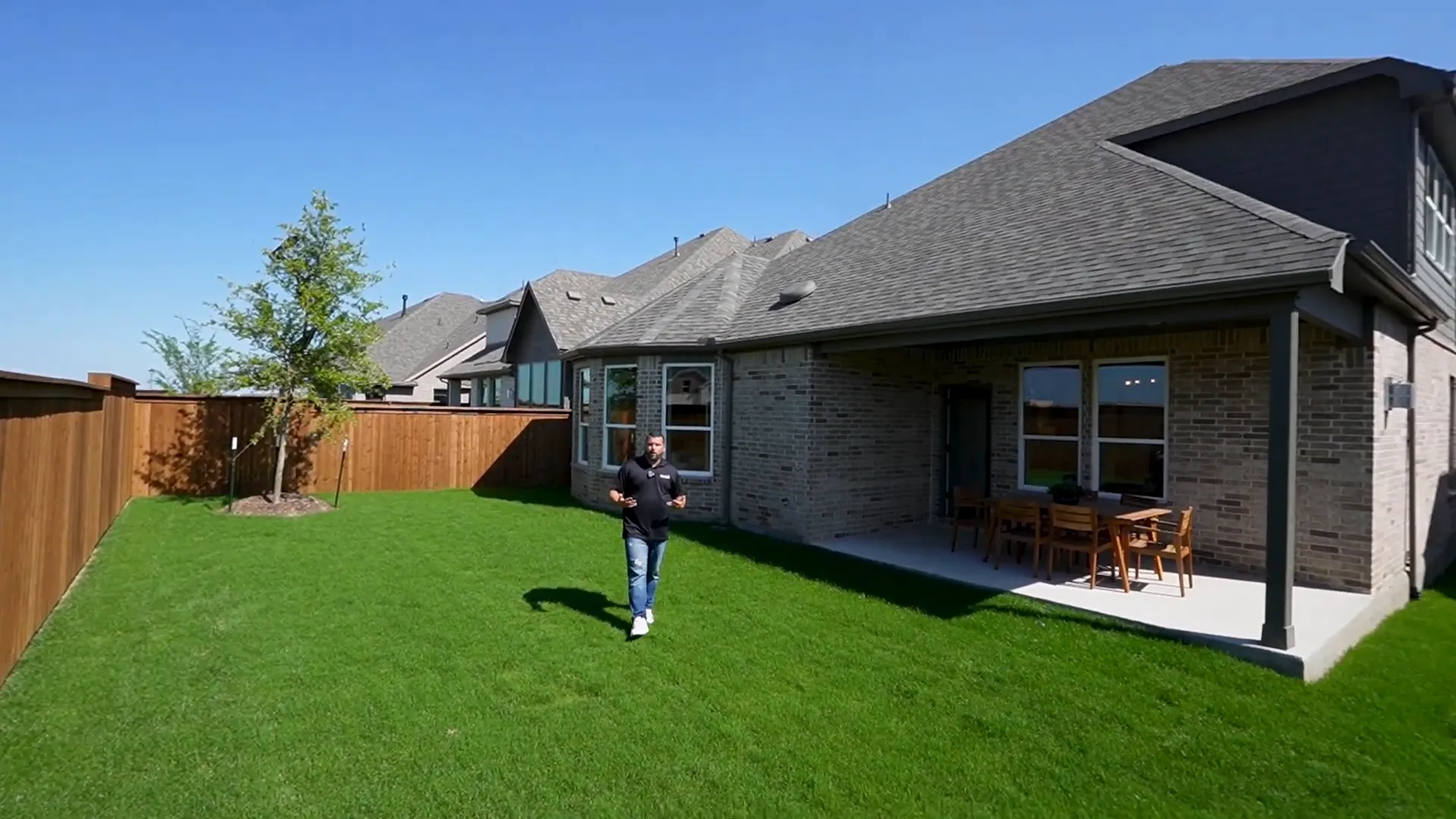 Aerial view of large backyard with pool potential