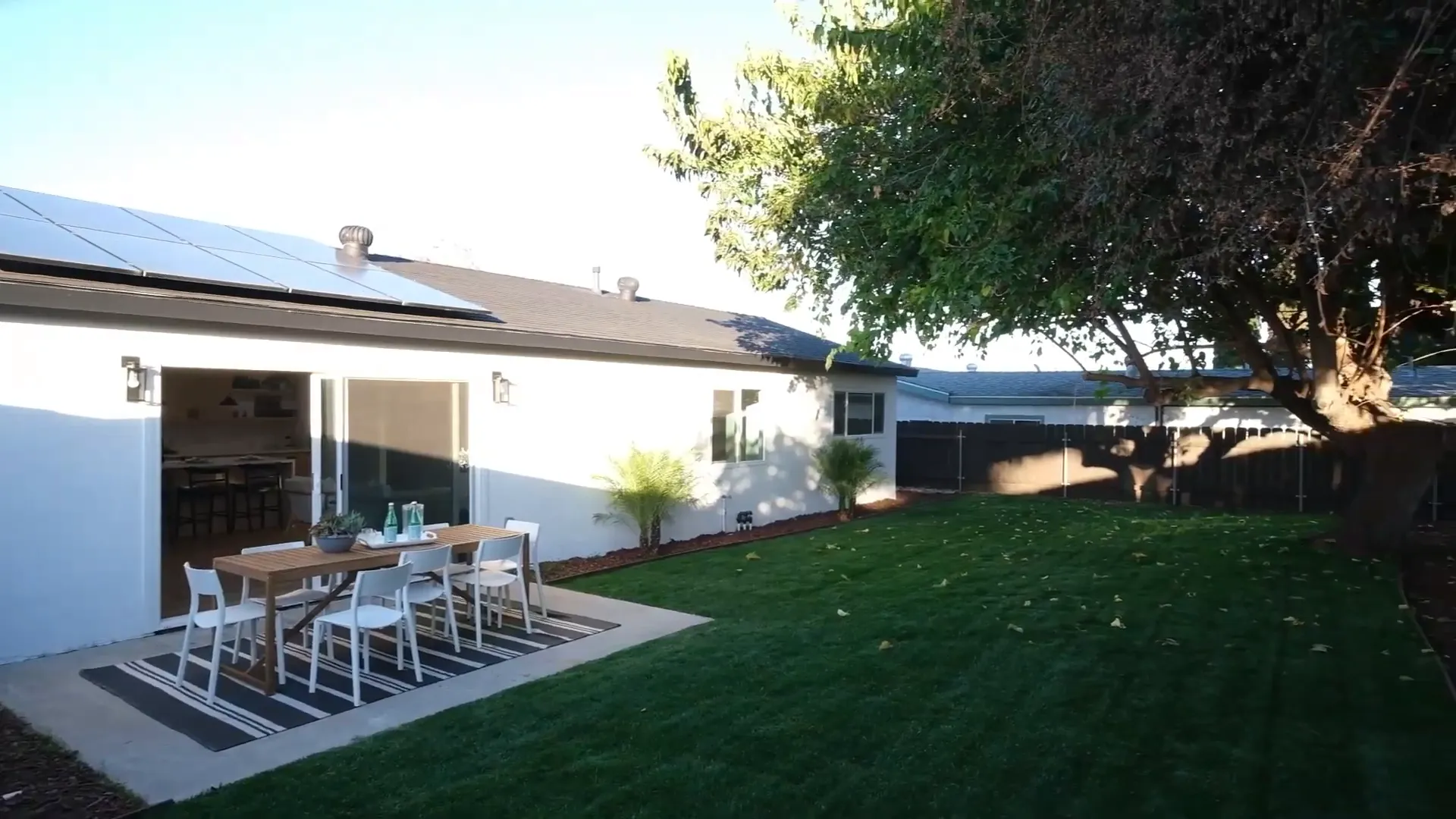 Spacious backyard with new sod