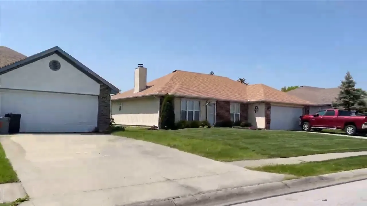 Aerial view of roads and residential area in Fox Ridge, Warrensburg MO