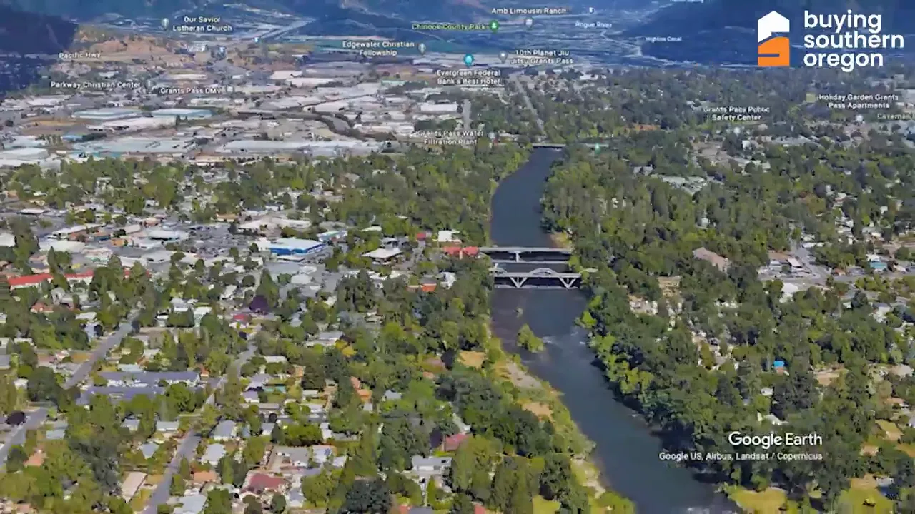 Google Earth wide aerial of White City showing elementary school, parks, and surrounding residential neighborhoods