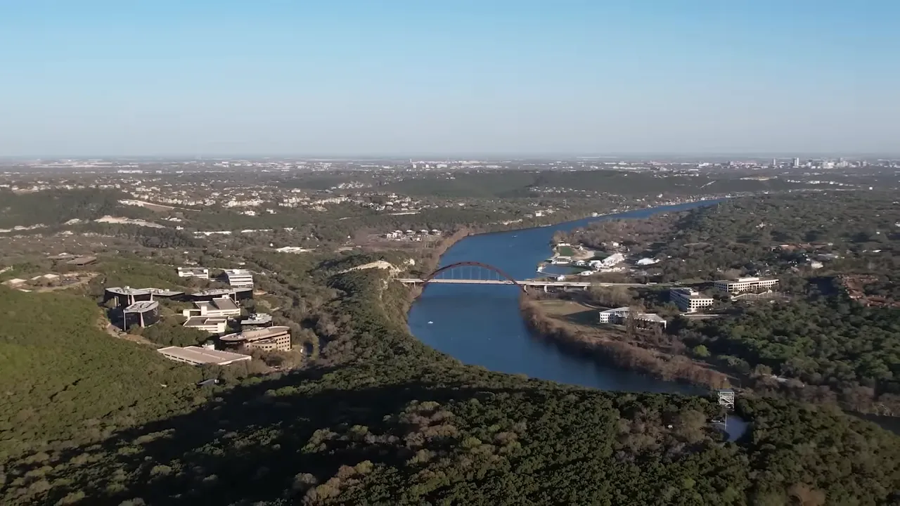 Title card over the Austin skyline reading '1/15 People think Austin is weird, but it's actually pretty normal'.