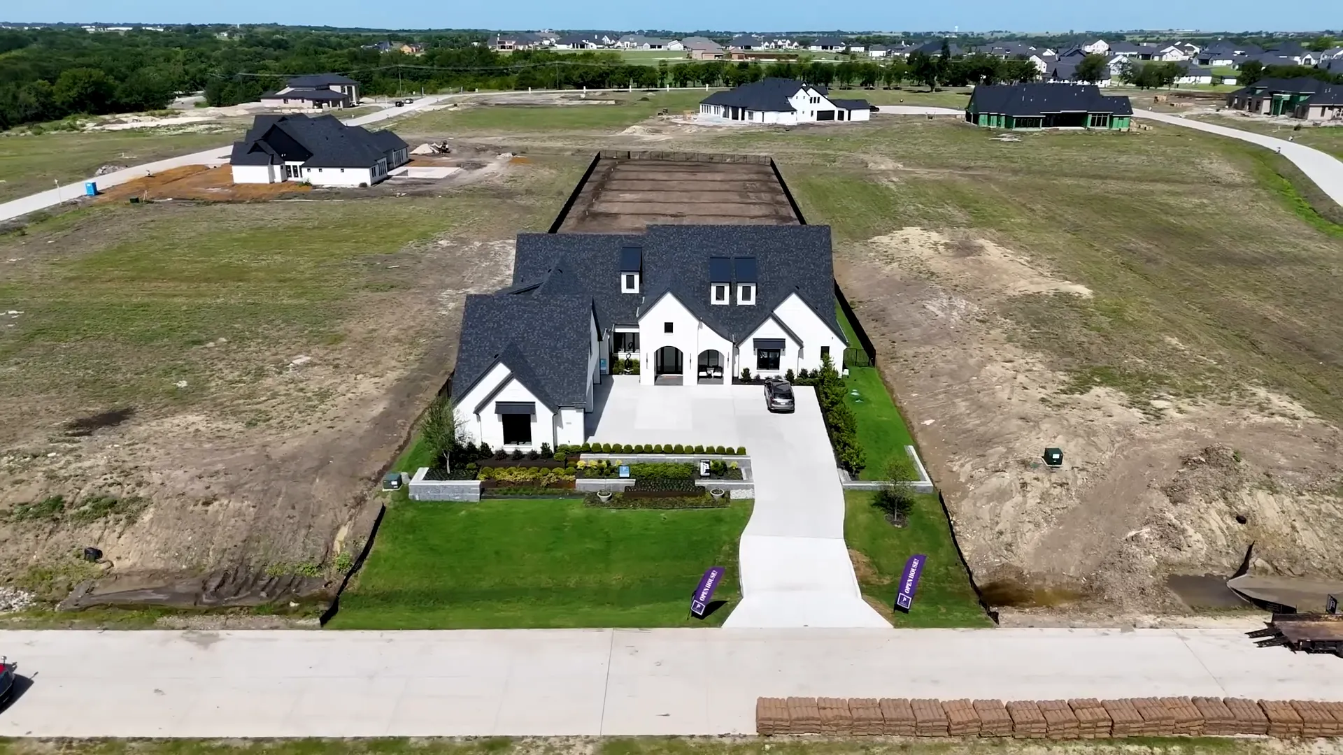Entrance sign or aerial showing Red Bud Gardens community location near Celina Texas