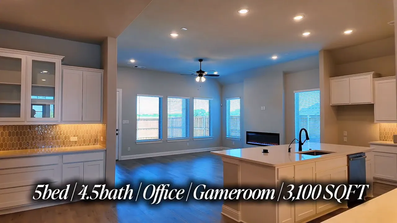 Open-concept living and dining area in a new construction home near Dallas, TX