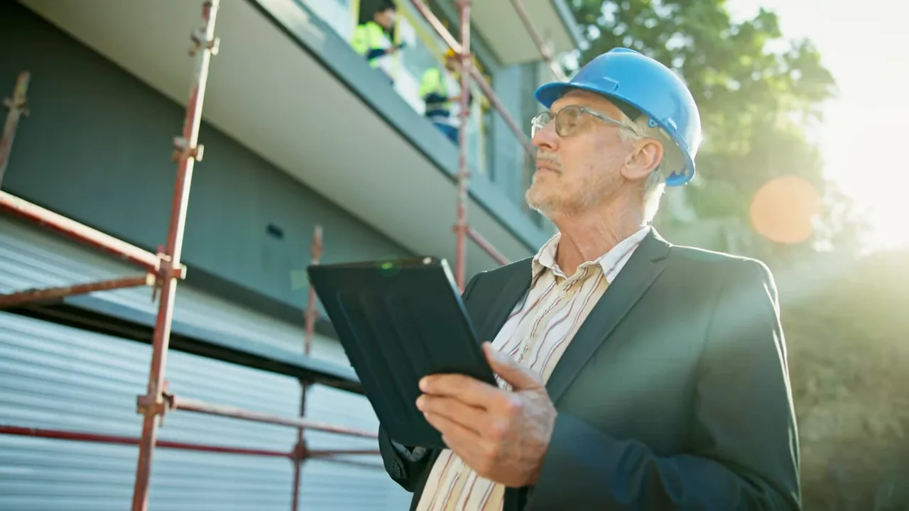 Inspector checking mechanicals in a new house