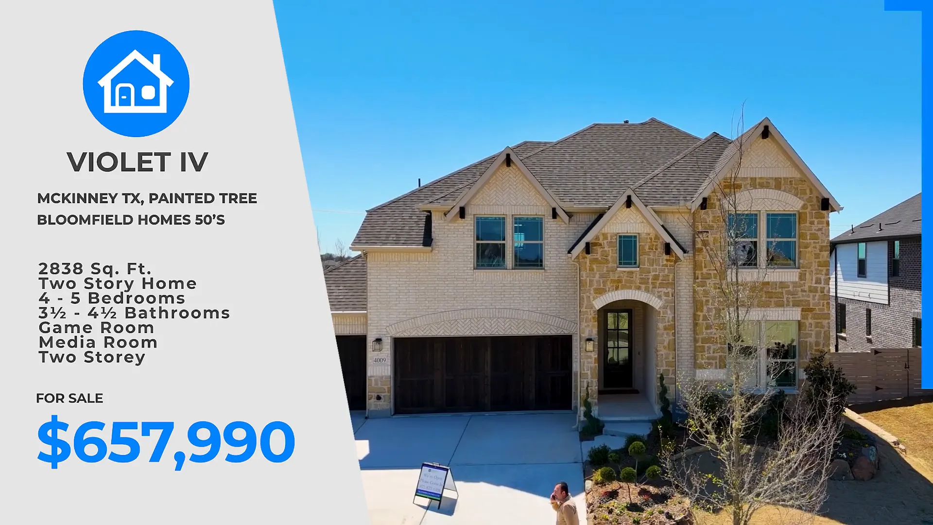 Exterior view of a new model home in Painted Tree community, McKinney, Texas