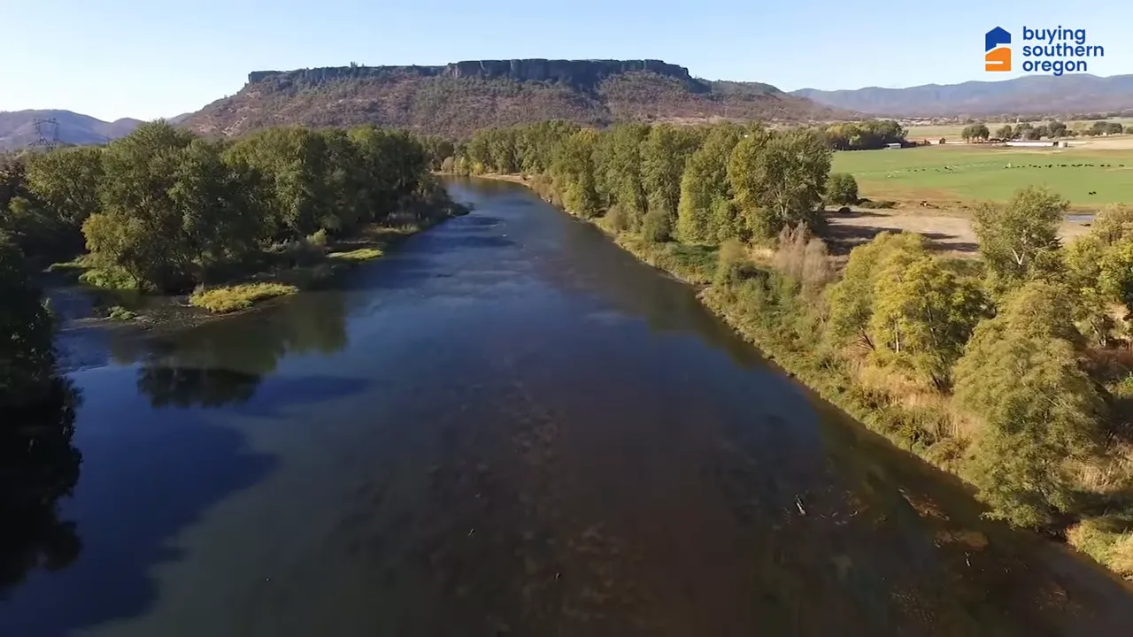 Regional satellite map of Southern Oregon with labels for Grants Pass, Jacksonville, Medford, and Ashland