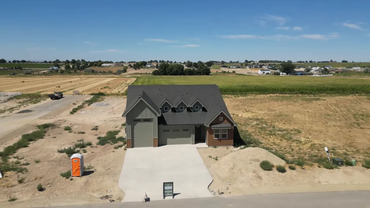 Covered back porch and acreage view