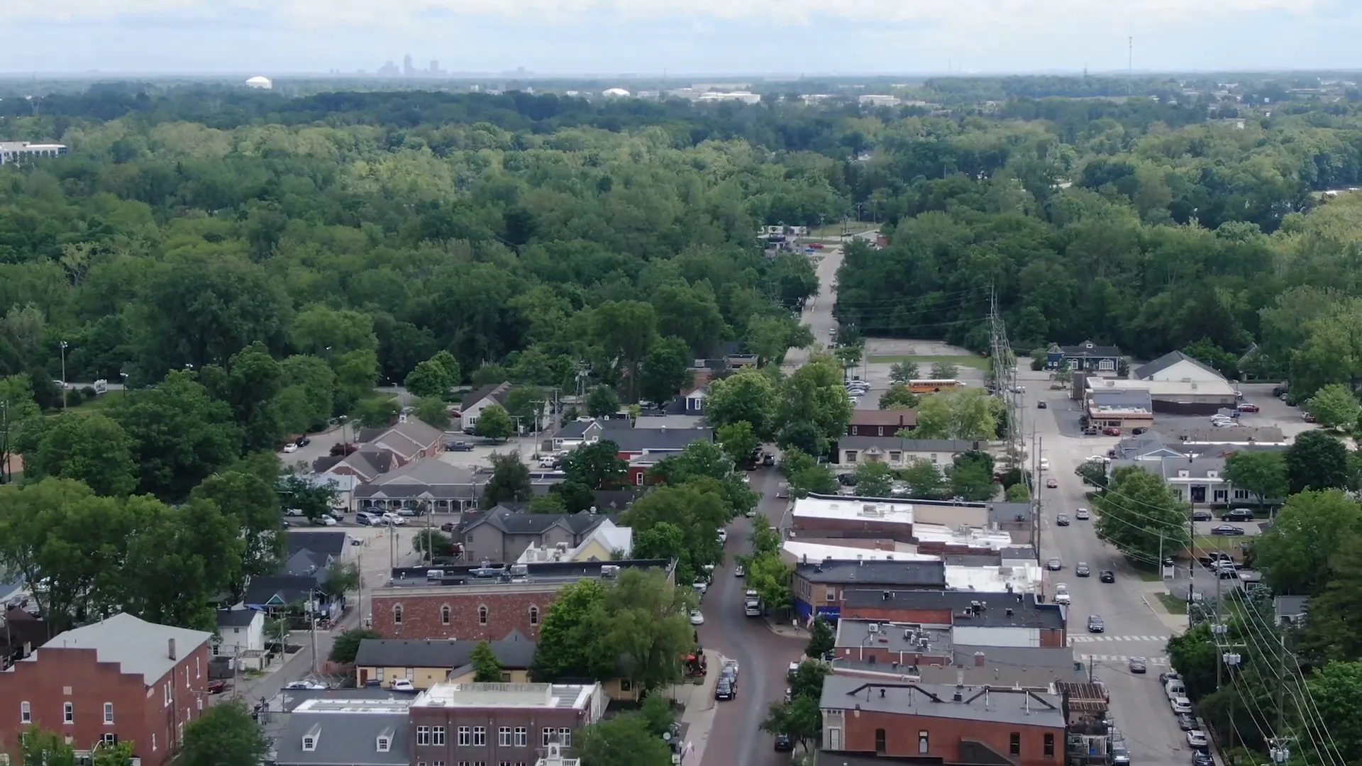 Zionsville brick Main Street with storefronts