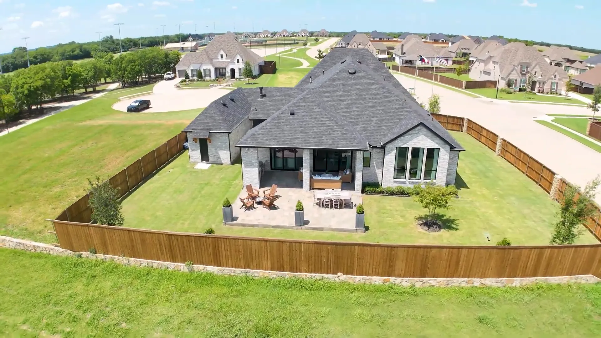 Large backyard with big patio extension and no rear neighbors