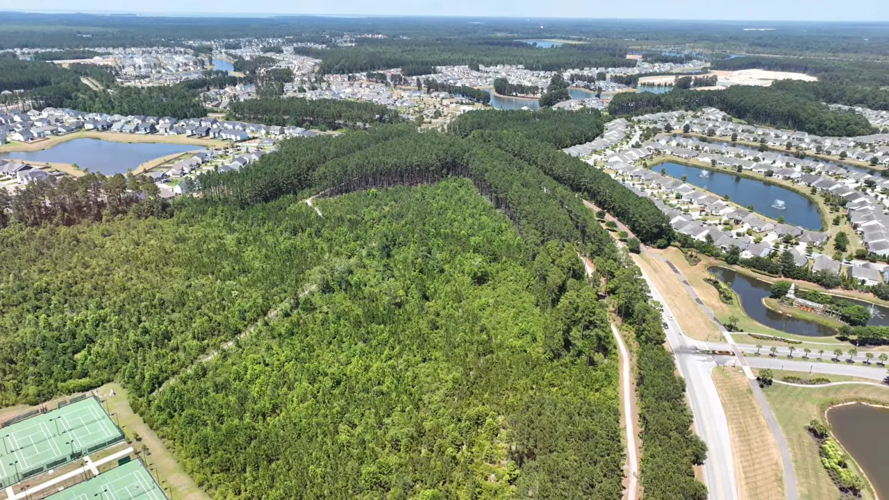 Aerial view of Summerville SC neighborhoods and surrounding green spaces