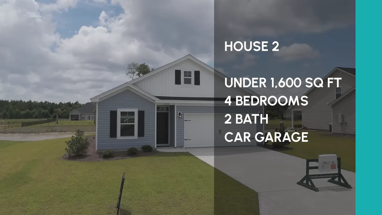 Presenter standing in front of garage on the front exterior of a new construction value model in Longs, SC