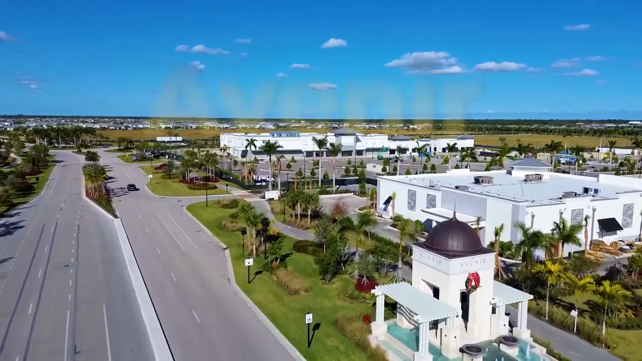 Aerial view of the Avenir luxury master-planned community in Palm Beach Gardens
