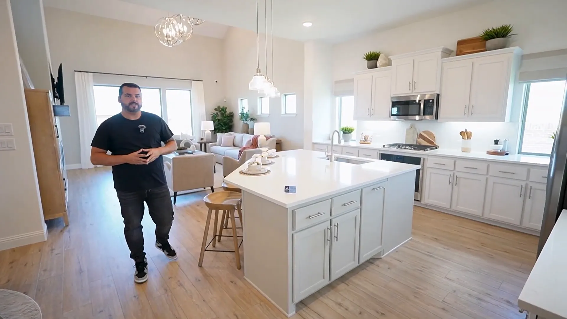 Large kitchen island with perimeter seating