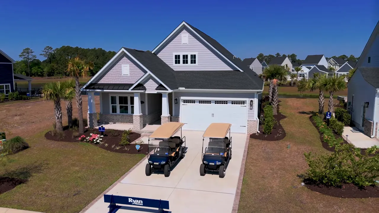 On-screen floor plan overview for Home 1: 3 bedrooms, 2 baths, 2-car garage