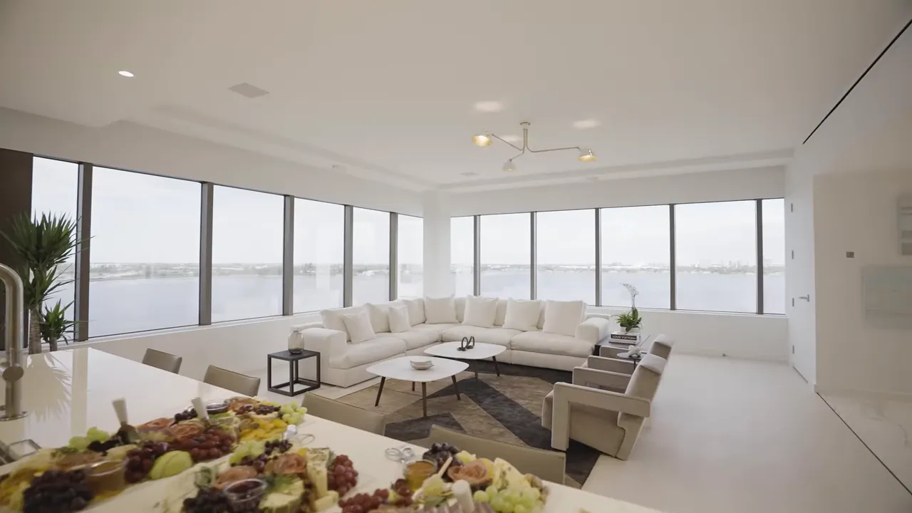 Title card reading 'The Berkeley at Clear Lake' over exterior view of the tower.